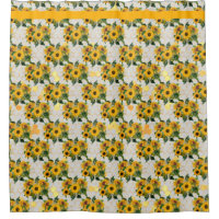 Yellow Sunflowers Bathroom Yellow Brown Shower Cur