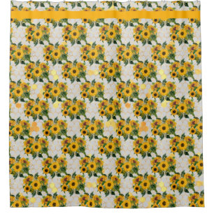 Yellow Sunflowers Bathroom Yellow Brown Shower Cur Shower Curtain