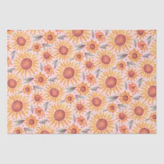 Yellow Sunflowers Blush Pink Watercolor Tissue Paper