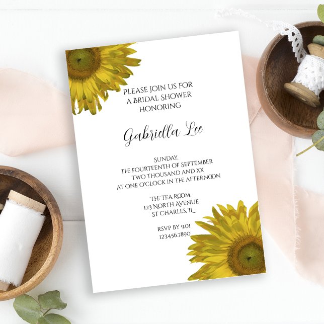 Yellow Sunflowers Bridal Shower Invitation (Creator Uploaded)