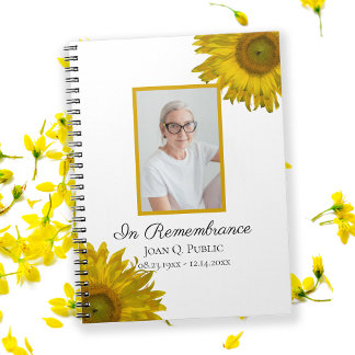 Yellow Sunflowers Celebration of Life Funeral Notebook
