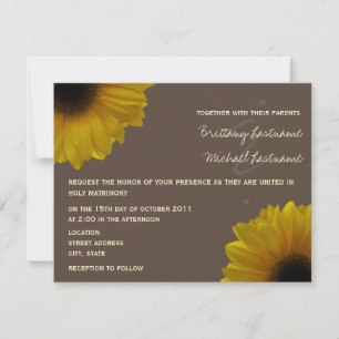 Yellow Sunflowers Fall Wedding Invitation