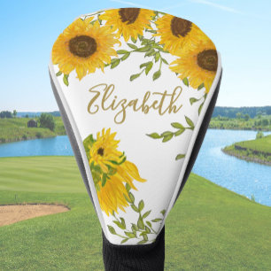 Yellow Sunflowers Floral custom name ladies  Golf Head Cover