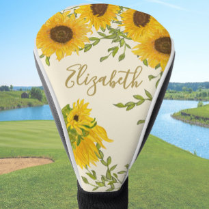 Yellow Sunflowers Floral custom name ladies  Golf Head Cover