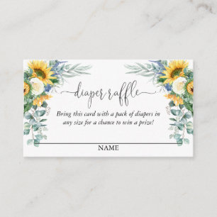 Yellow Sunflowers Floral Diaper Raffle Script Text Enclosure Card