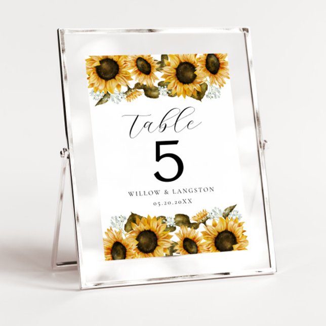 Yellow Sunflowers Floral Wedding Table Number (Creator Uploaded)