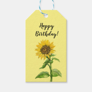 Yellow sunflowers gift tags