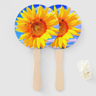 Yellow Sunflowers Hand Fans