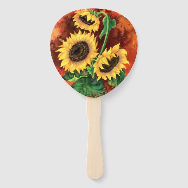 Yellow Sunflowers Hand Fans (Back)