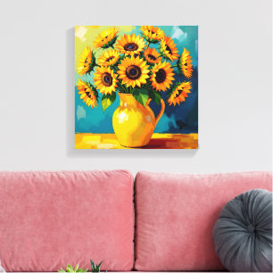 Yellow Sunflowers in a Yellow Vase Canvas Print