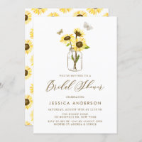 Yellow Sunflowers in Mason Jar Bridal Shower