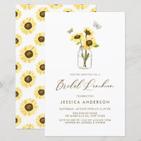 Yellow Sunflowers Jar Bridal Luncheon Invitation