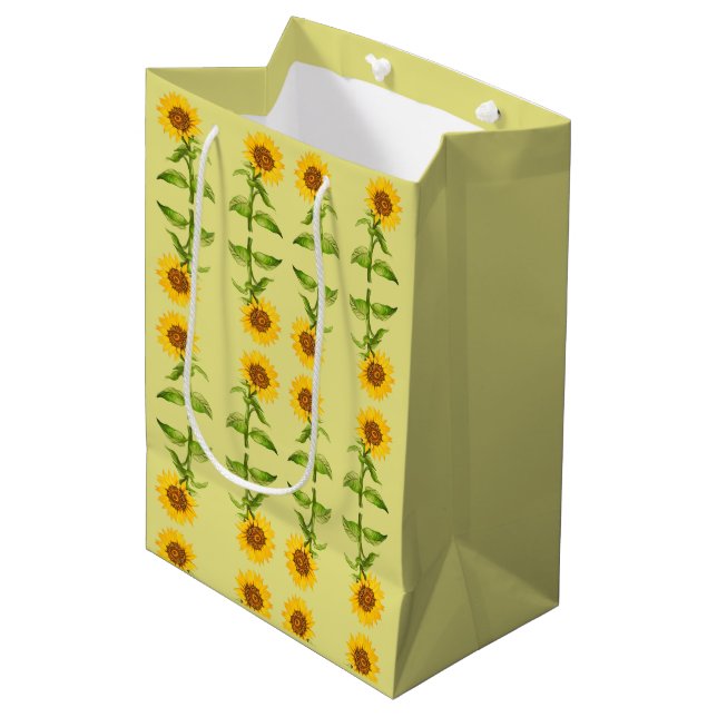 Yellow sunflowers medium gift bag (Front Angled)