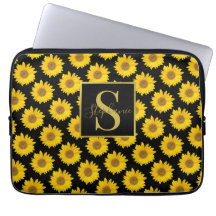 Yellow Sunflowers Monogrammed Electronics Bag