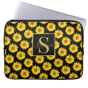 Yellow Sunflowers Monogrammed Electronics Bag