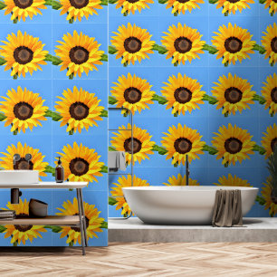 Yellow Sunflowers on Blue Sky Wallpaper