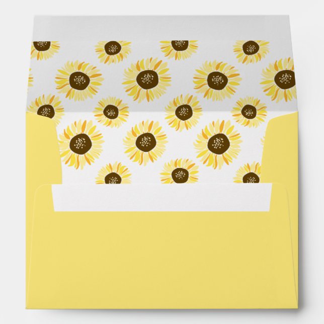 Yellow Sunflowers Pattern Summer Floral Envelope (Back (Bottom))