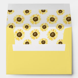 Yellow Sunflowers Pattern Summer Floral Envelope