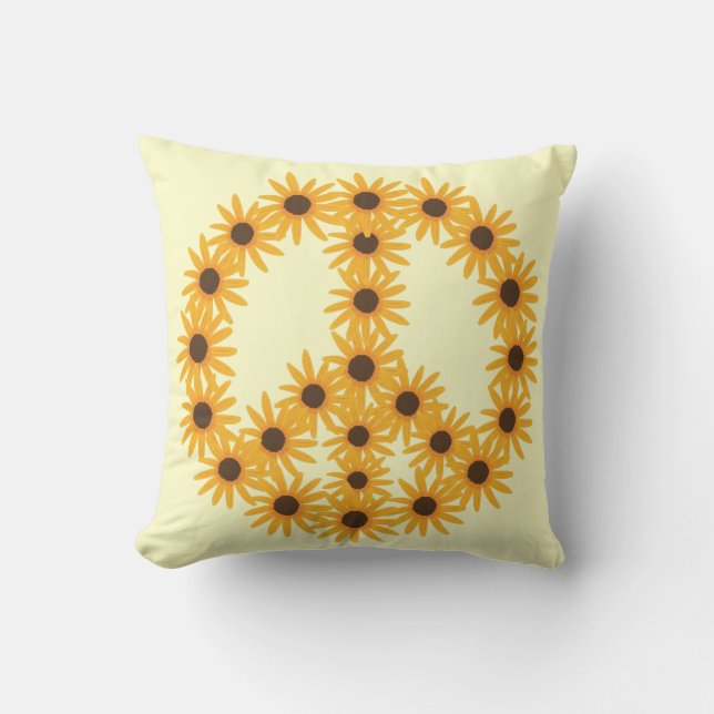 Yellow Sunflowers Peace Sign Custom Pillows (Front)