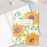 Yellow Sunflowers Personalized  Planner<br><div class="desc">Sunflowers bring joy! 
So enjoy planning your year with this bright sunny yellow sunflower pattern planner.
The yellow watercolor sunflowers and green leaves are on a white background 
and you can customize this planner with your name and the year.
Original Watercolor © Michele Davies.</div>