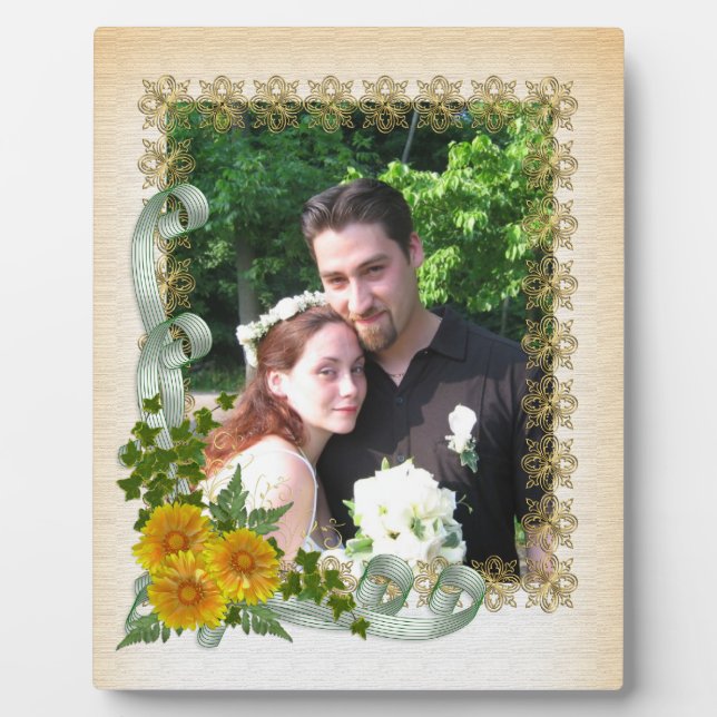 Yellow sunflowers portrait photo plaque (Front)