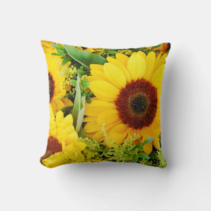 Yellow sunflowers print throw pillow