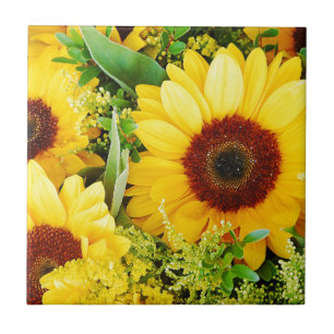 Yellow sunflowers print tile