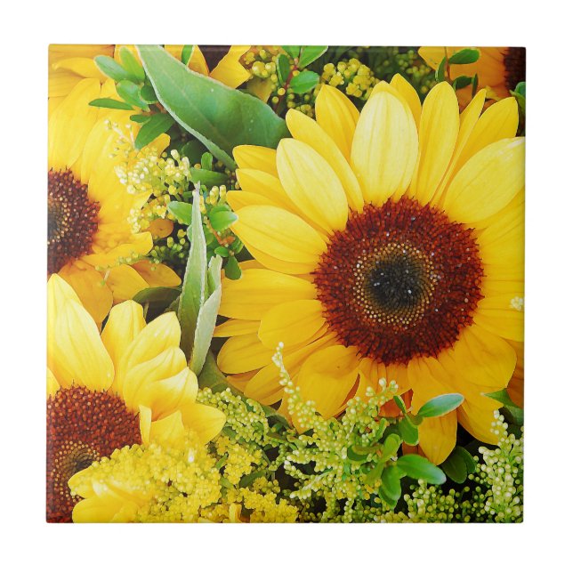 Yellow sunflowers print tile (Front)