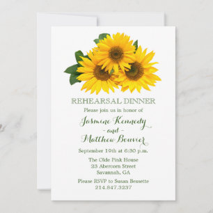 Yellow Sunflowers Rehearsal Dinner Flower Wedding Invitation