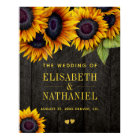 Yellow sunflowers rustic wood wedding welcome sign