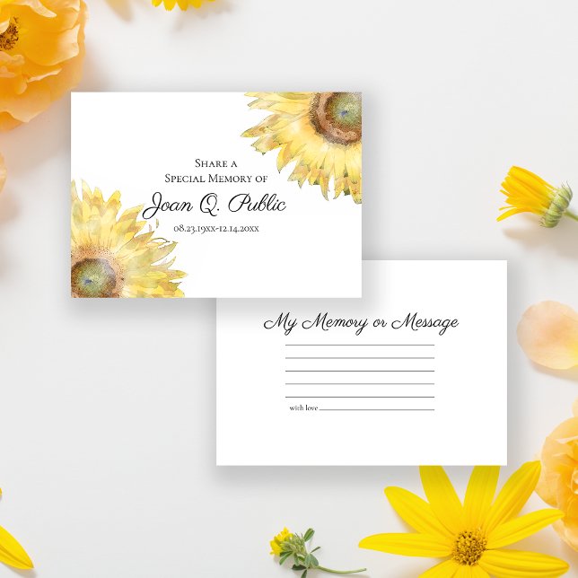 Yellow Sunflowers Share a Memory Funeral  Card (Creator Uploaded)