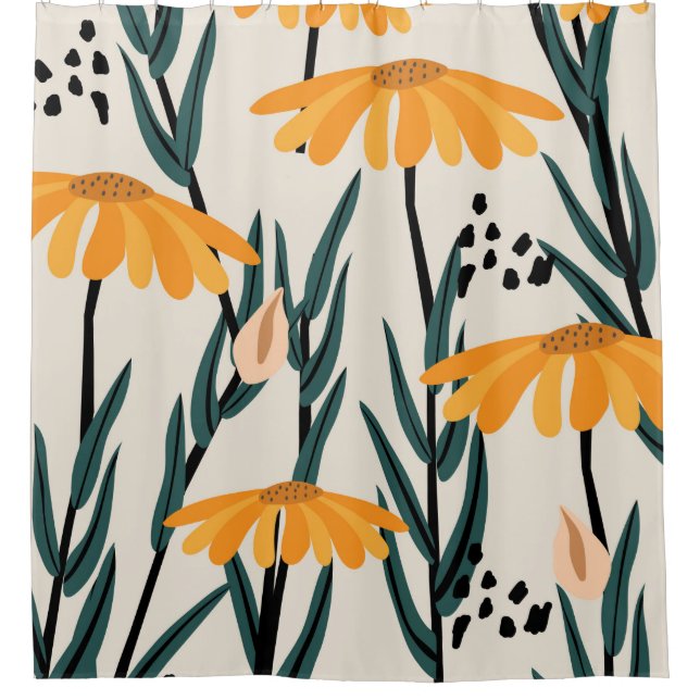 Yellow sunflowers shower curtain (Front)