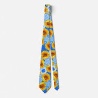 Yellow Sunflowers Summer Neck Tie