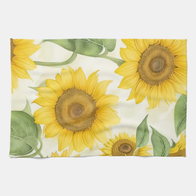 Yellow Sunflowers Tea Towel (Horizontal)