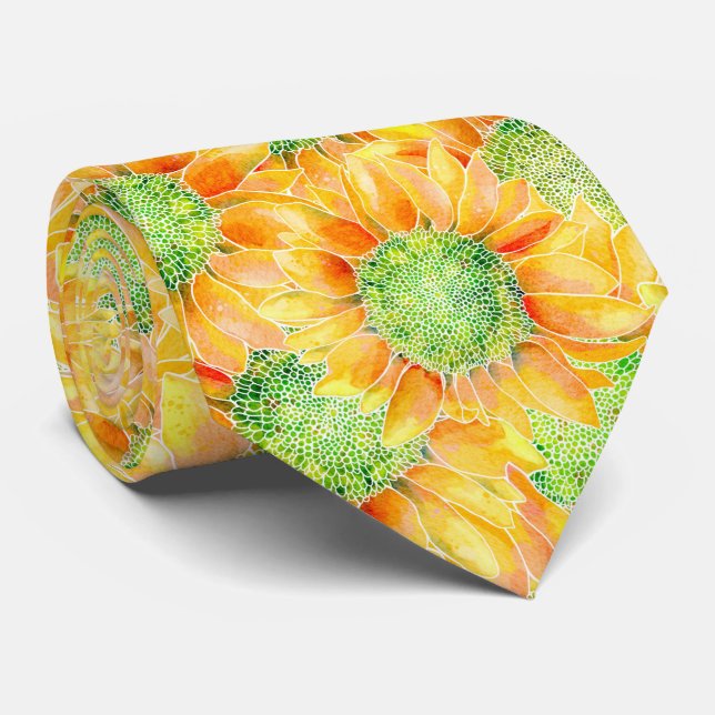 Yellow Sunflowers Tie (Rolled)