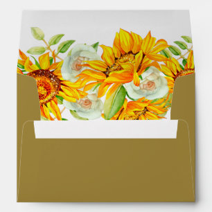 Yellow Sunflowers Wedding Envelope