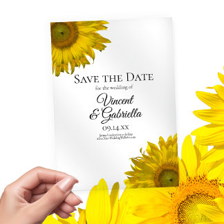 Yellow Sunflowers Wedding Save the Date Acrylic Invitations