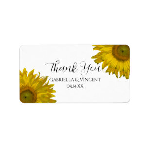 Yellow Sunflowers Wedding Thank You Favour Tags