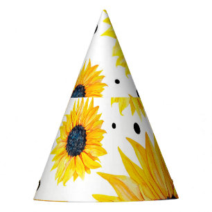 Yellow Sunflowers White Background Pattern Party Hat