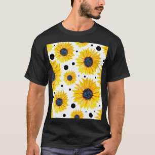 Yellow Sunflowers White Background Pattern T-Shirt