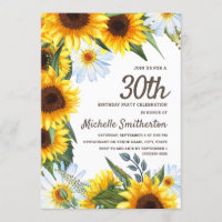 Yellow Sunflowers White Daisies 30th Birthday