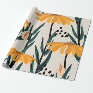 Yellow sunflowers wrapping paper