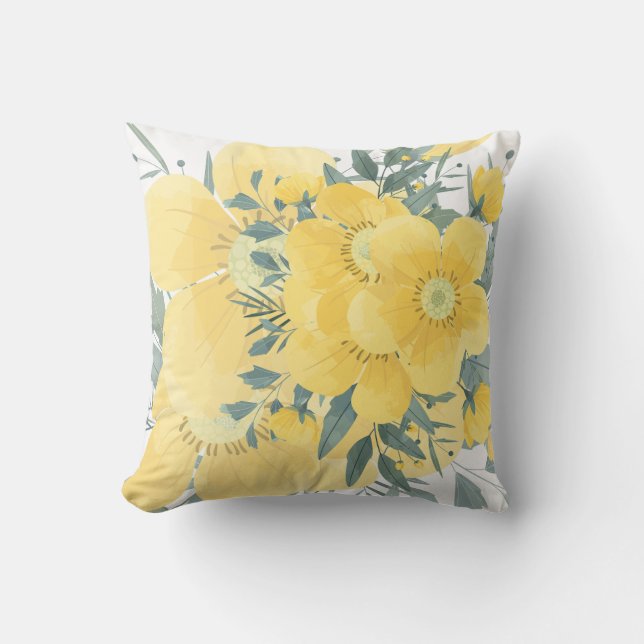 Yellow Sunny Blossoms  Cushion (Front)