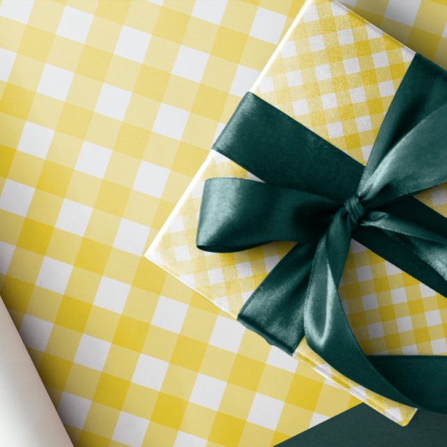 Yellow sunny chequered Gingham Plaid Wrapping Paper (Creator Uploaded)