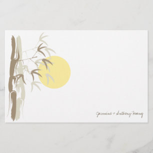 Yellow Sunrise Bamboo Zen Asian Wedding Thank You Stationery