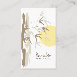 Yellow Sunrise Zen Oriental Bamboo Leaves Asian Business Card