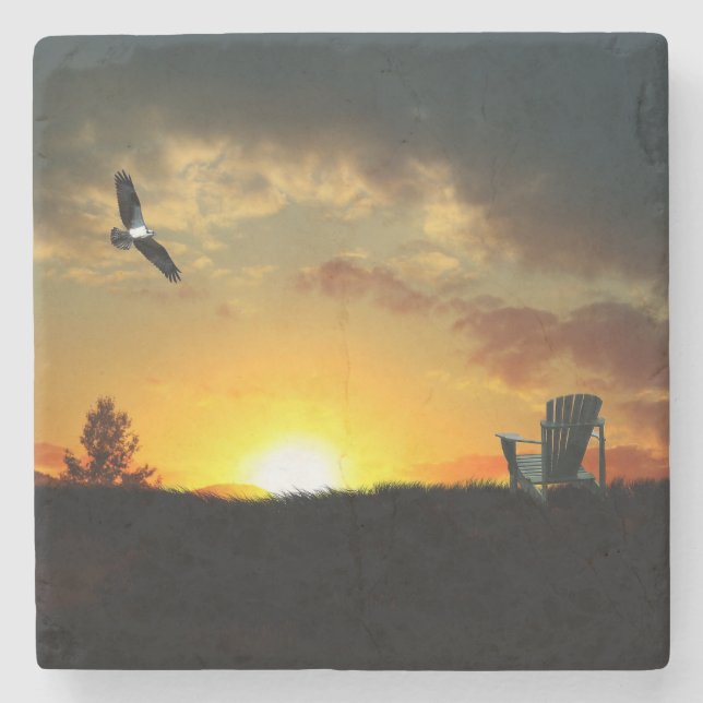 Yellow Sunset Brassy Meadow Stone Coaster (Front)