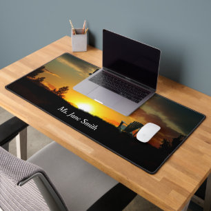 Yellow Sunset Grassy Meadow Desk Mat