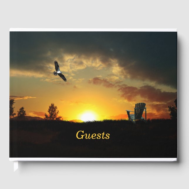 Yellow Sunset Grassy Meadow Guest Book (Front)