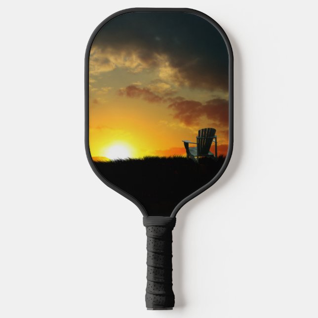 Yellow Sunset Grassy Meadow Pickleball Paddle (Front)